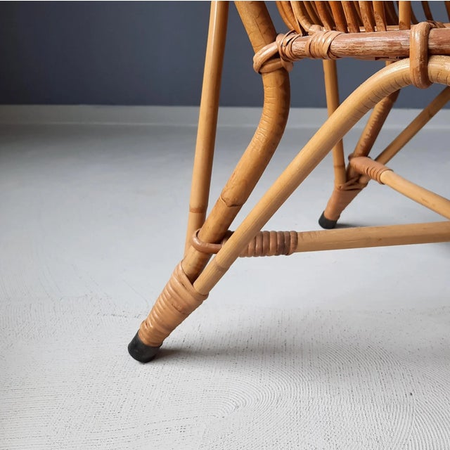 Vintage Lounge Chair in Rattan, 1960s For Sale - Image 8 of 9