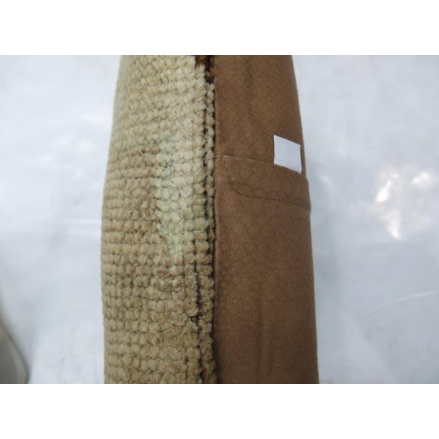 Early 20th Century Minimalist Beige Brown Vintage Turkish Oushak Rug Pillow For Sale - Image 5 of 5
