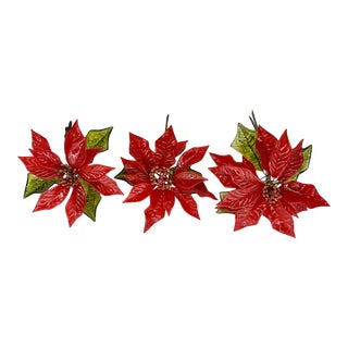 Set of 3 Vintage 1967 Acrylic Lucite Poinsettia Christmas Holiday Decor by J Corelli For Sale