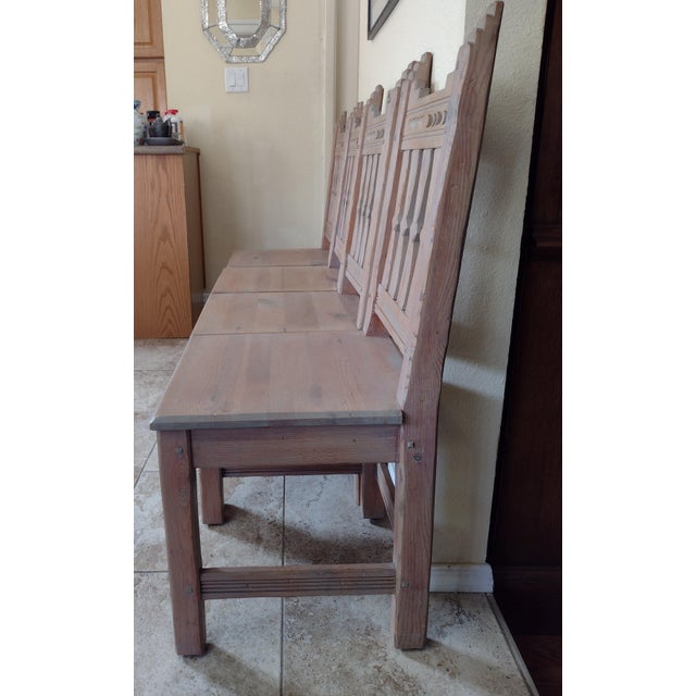 Late 20th Century Ernest Thompson Southwest Dining Table & 4 Chairs – Hand-Painted Solid Wood Set For Sale - Image 12 of 12