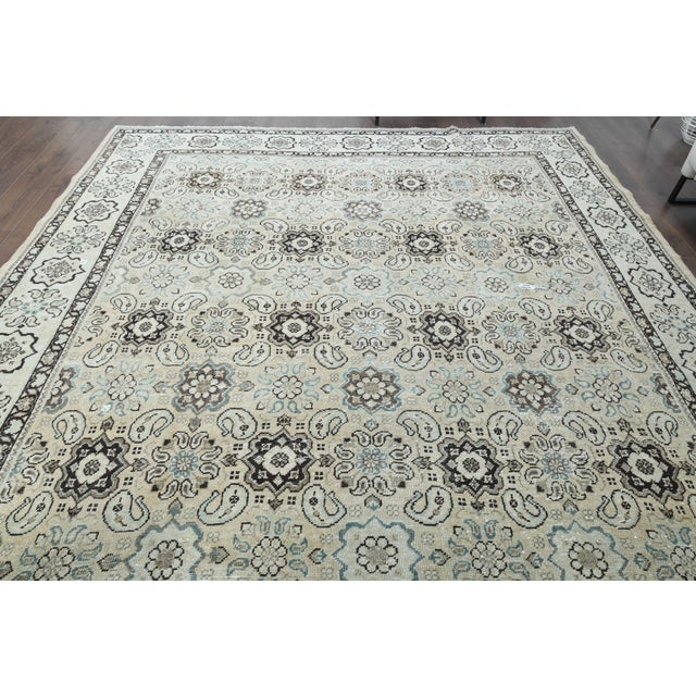 1970s 1970s Vintage Persian Handmade Wool Cotton Beige Area Rug For Sale - Image 5 of 11