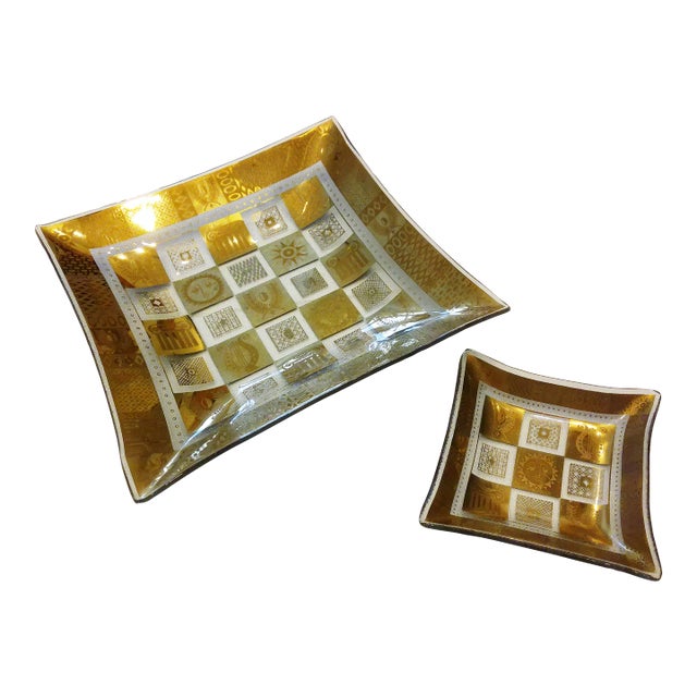 Mid-Century Georges Briard Gold Glass Bowls, a Pair For Sale