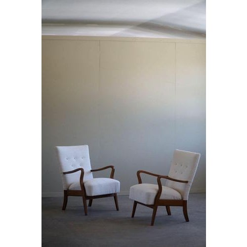 Wood Set of Mid-Century Modern Danish Lounge Chairs in Bouclé & Beech, 1960s For Sale - Image 7 of 16