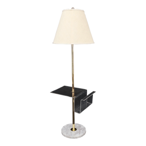 Round Marble Base Brass Floor lamp Integrated Lucite Table Magazine Rack