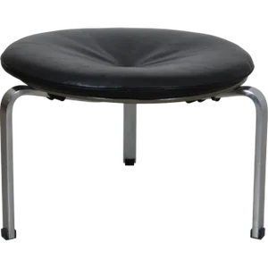 Pk33 Stool in Black Leather by Poul Kjærholm, 1984