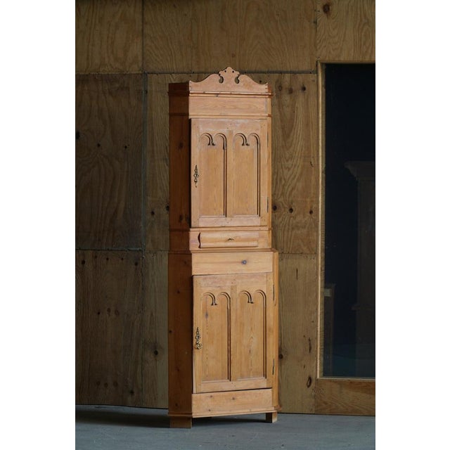 Antique Two-Part Pine Corner Cabinet For Sale - Image 10 of 18