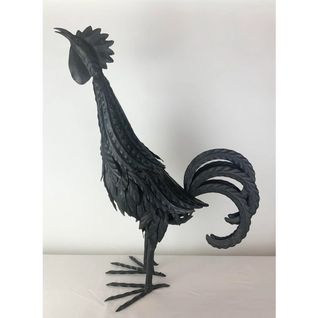French Country Pair of Vintage Wrought Iron Roosters For Sale - Image 3 of 12