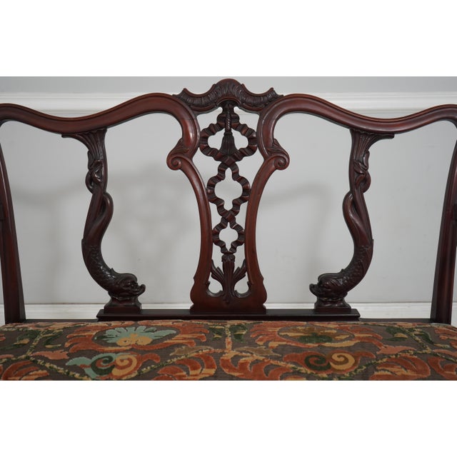 Vintage Dolphin Carved Back Clawfoot Mahogany Settee For Sale - Image 4 of 18