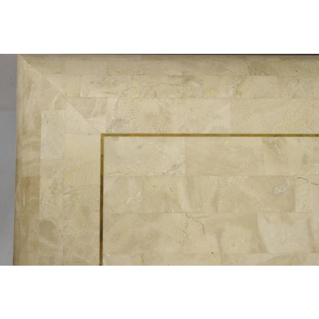 Vintage Tessellated Stone Inlay Modern Pedestal Console Table Attributed to Maitland Smith For Sale - Image 10 of 11