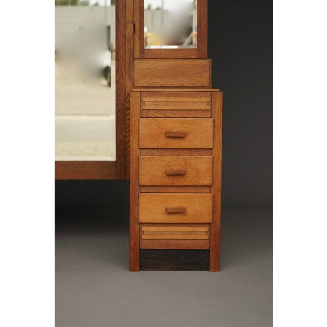 Art Deco Hague School Dressing Table in Oak, 1930s For Sale - Image 9 of 15