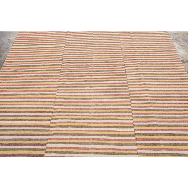 Traditional Vintage Panelled Kilim Wool Rug With Stripes by Rug & Kilim, 1950-1959 For Sale - Image 3 of 9