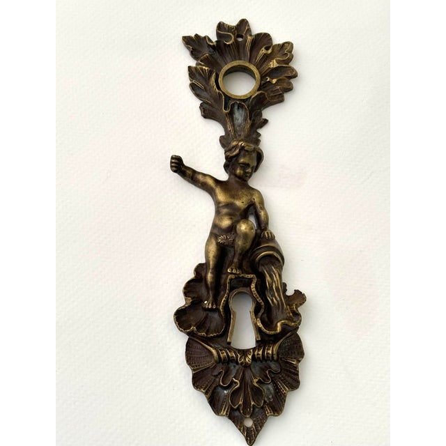 Bronze Vintage Bronze Key Hole Escutcheon Putto Pouring Water For Sale - Image 8 of 10