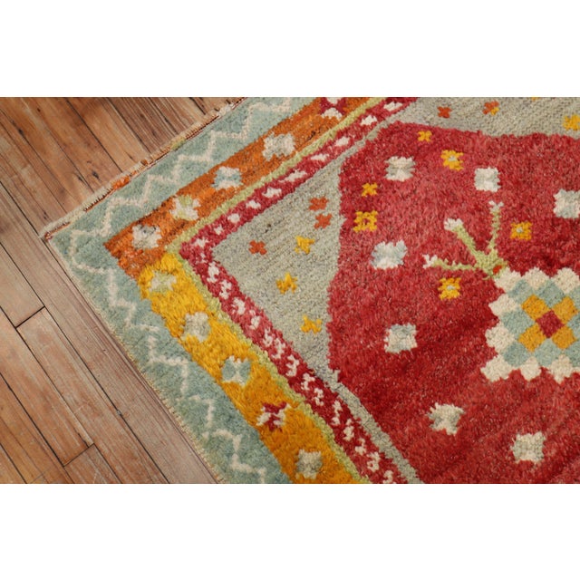 Contemporary Early 20th Century Vivacious Turkish Tulu Square Scatter Size Rug - 3'6" x 3'10" For Sale - Image 3 of 6