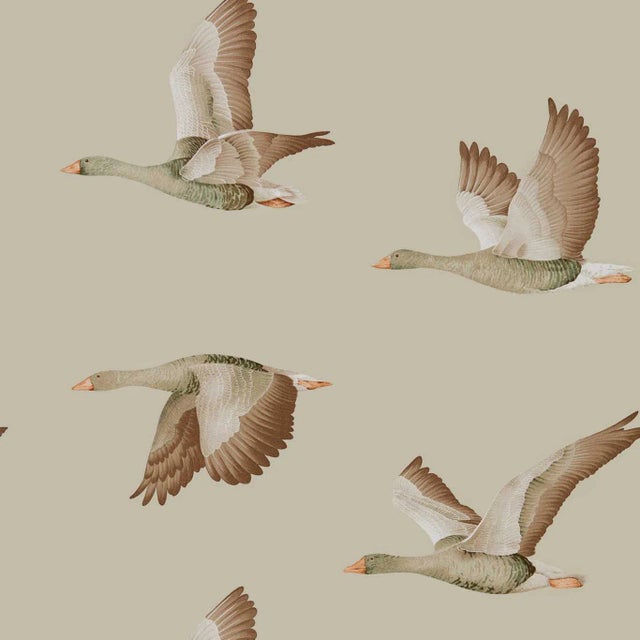 Sanderson Elysian Geese Wallpaper in Briarwood - a Sample For Sale