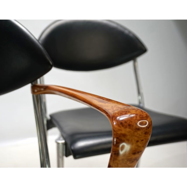 Black Coro Dining Chairs by Luigi Origlia, 1980s, Set of 4 For Sale - Image 8 of 18