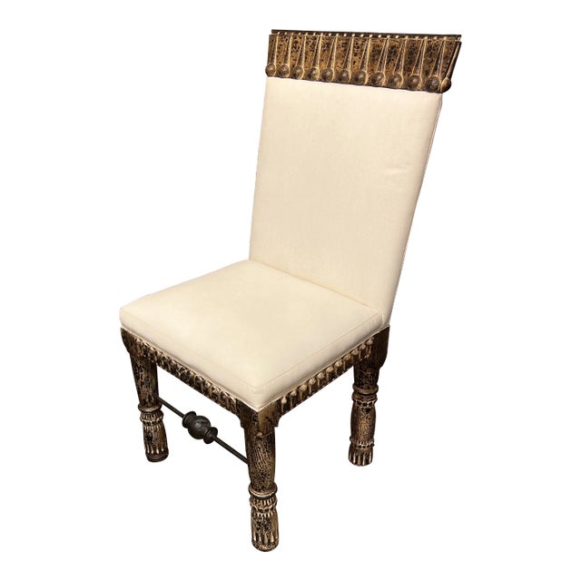 1990s Vintage Hand-Carved Spanish Colonial Style Chair For Sale