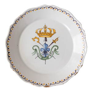 18th Century Nevers Revolutionary Polychrome Tin-Glazed Faïence Earthenware Plate