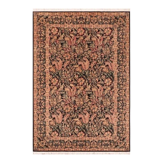 Floral 1990's Pak-Persian Black/Red Wool Rug - 6'1'' X 9'4'' For Sale