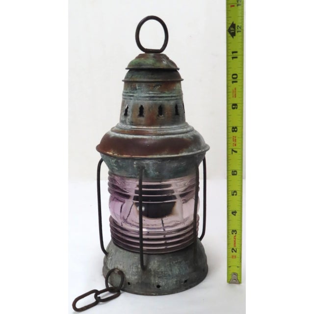 Authentic Antique Rustic New England Salvaged Nautical Ships Lantern For Sale - Image 12 of 13