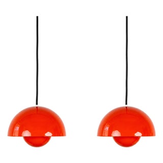 Vintage FlowerPot Pendant Lamps by Verner Panton for Louis Poulsen, Set of 2 For Sale