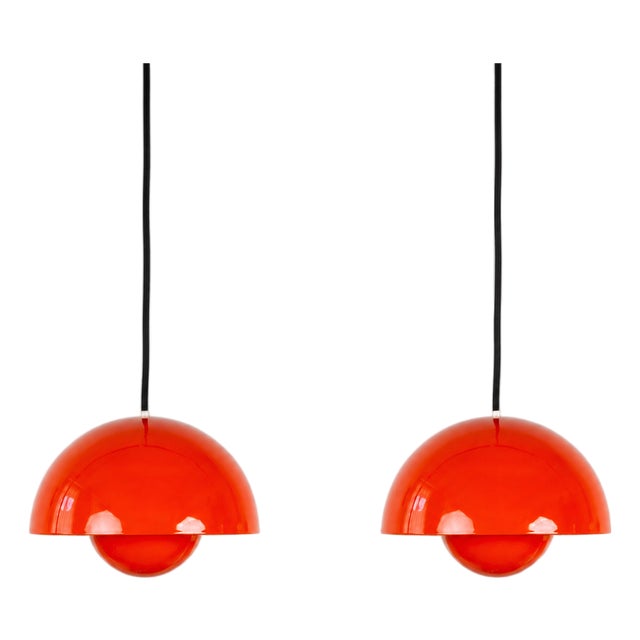 Vintage FlowerPot Pendant Lamps by Verner Panton for Louis Poulsen, Set of 2 For Sale