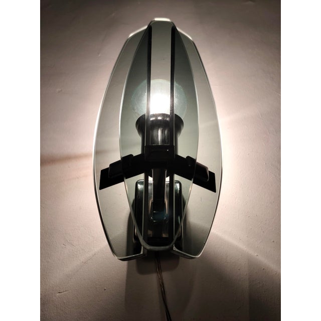 Wall Sconce with Smoked Glass. Italy, 1970s For Sale - Image 4 of 13