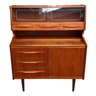 1960s Danish Modern Teak Secretary Desk Hutch by Sejling Skabe n.p. Nielsen, Attributed For Sale