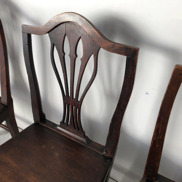 18th Century Georgian English Oak Country Plank Chairs (6) MIX-Match For Sale - Image 4 of 13