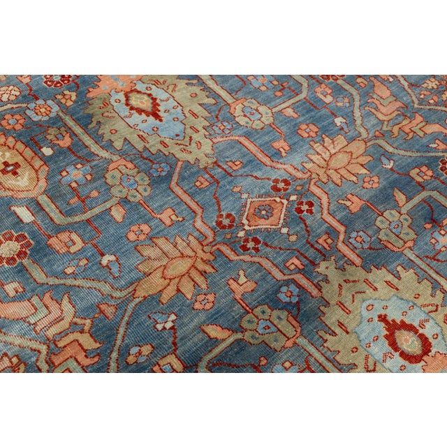 8 X 12 Antique 1900s Sultanabad Rug – Hand-Knotted Wool in Blue For Sale - Image 9 of 9