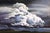 This pastel artwork captures a dramatic sky, dominated by billowing clouds that convey a sense of movement and depth. The...