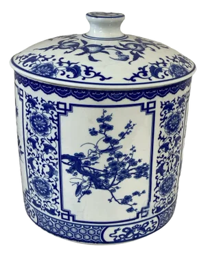 Vintage Chinese Blue & White Ginger Jar 11.5" H