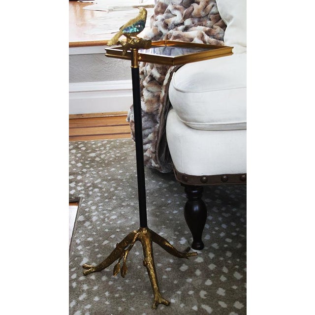 Maitland - Smith Maitland- Smith Glass and Granite Topped Drink Table With Brass and Mother of Pearl Bird For Sale - Image 4 of 10