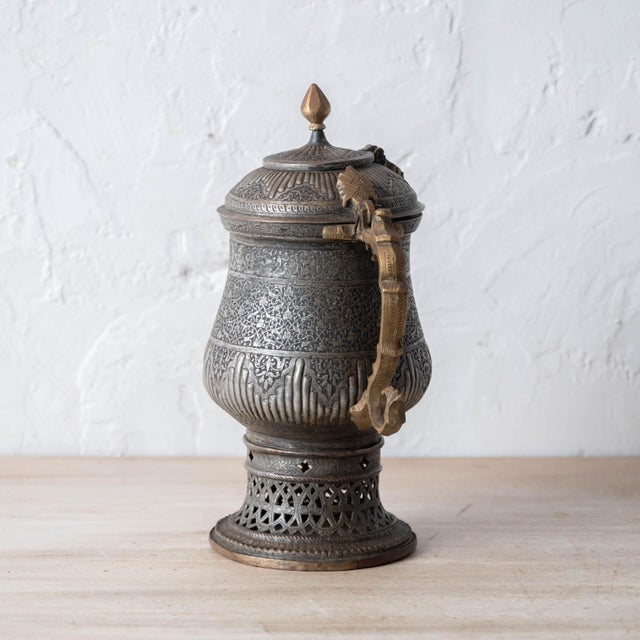 Islamic Tinned-Copper Coffee Pot With Brass Handle, c.1880 For Sale In Savannah - Image 6 of 15