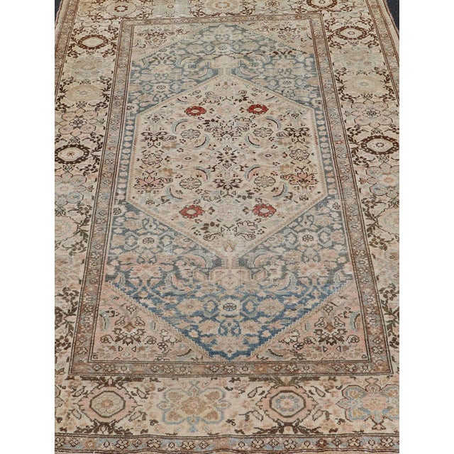 Tribal Antique Persian Bidjar Rug With Medallion and Detailed Floral Design 4'1 X 5'10 For Sale - Image 3 of 12