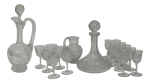 Crystal Cut Glass and Decanter Set from Webb Corbett, 1960s