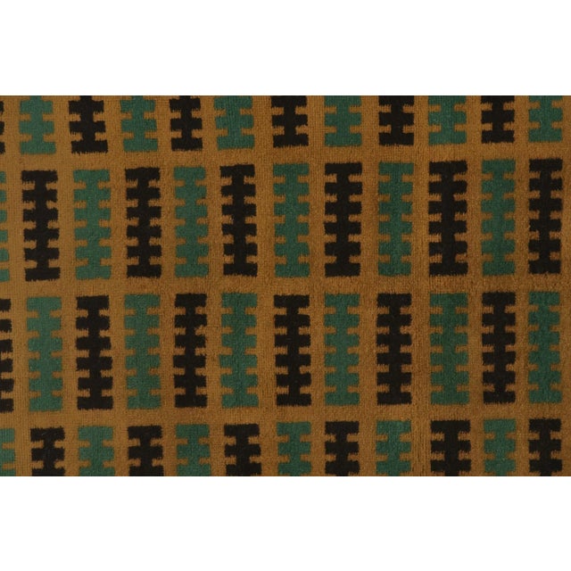 Vintage Zeki Müren Runner in Ochre, Teal & Black Geometric Pattern - Rug & Kilim For Sale In New York - Image 6 of 8
