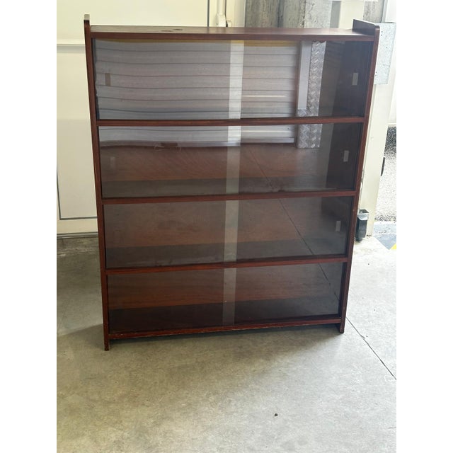 Mid-Century Modern Danish Walnut Bookcase with Sliding Glass Doors, 1950s For Sale - Image 15 of 15