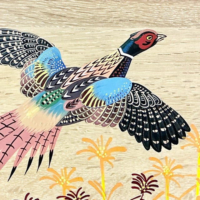 Wood 1960s Vintage Rustic Farmhouse Boho Chic Large Cerused Oak Pheasant Tray, Medium, Thanksgiving For Sale - Image 7 of 11