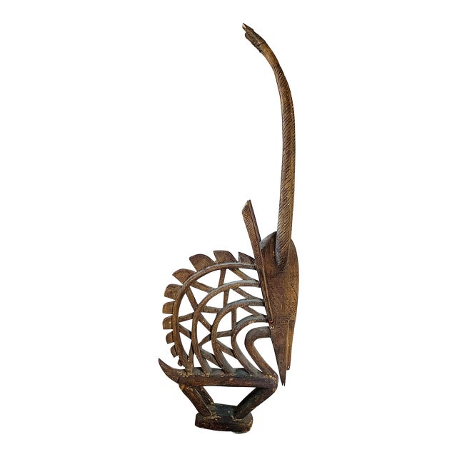African ‘Ci Wara’ Male Antelope Wood Carved Ceremonial, Tribal Art Headdress of the Bamana Peoples of Mali For Sale