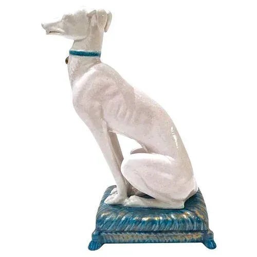 Figurative Vintage Italian Ceramic Whippet Figurine For Sale - Image 3 of 7