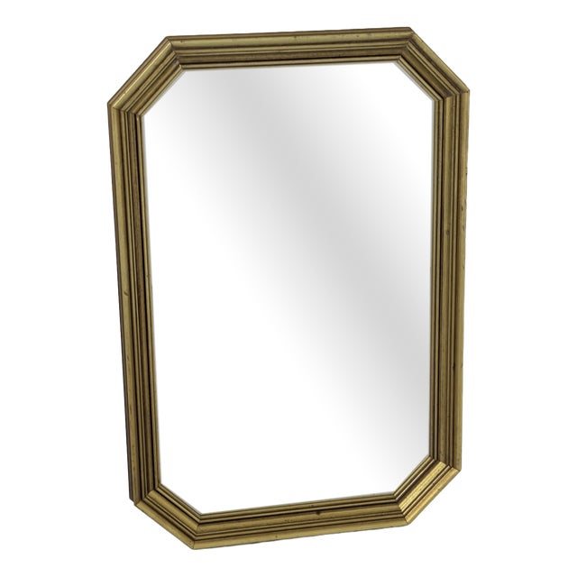 Vintage Mirror in Wooden Gilded Frame Beveled Shape, 1975 For Sale