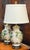 Mid-Century Chinese Export Ceramic Lotus & Floral Table Lamps - Pair For Sale - Image 9 of 10