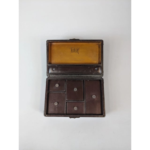 20th Century Painted Lacquered Leather Bounded Rectangular Jewelry Box For Sale In San Francisco - Image 6 of 8