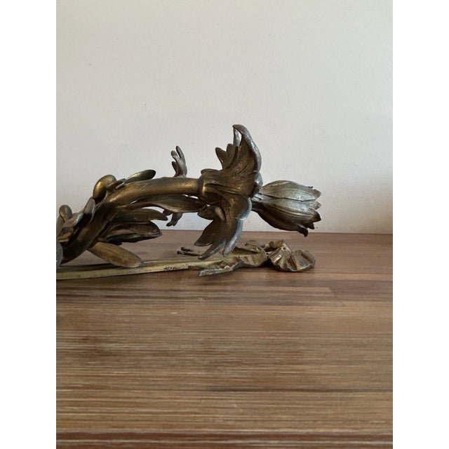 19thc French Transition Louis XV - XVI Gilt Bronze Floral/ Ribbon Wall Candle Sconce For Sale - Image 9 of 12