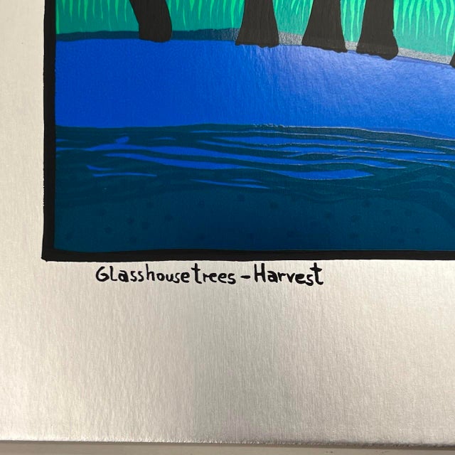 1970s 1972 Helmut Kand "Glasshouse Trees - Harvest" Signed Modernist Foil Print For Sale - Image 5 of 8