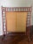 Late 1800s Victorian Stick and Ball Fireplace Screen. All original! Including gorgeous original fabric. Walnut with brass...