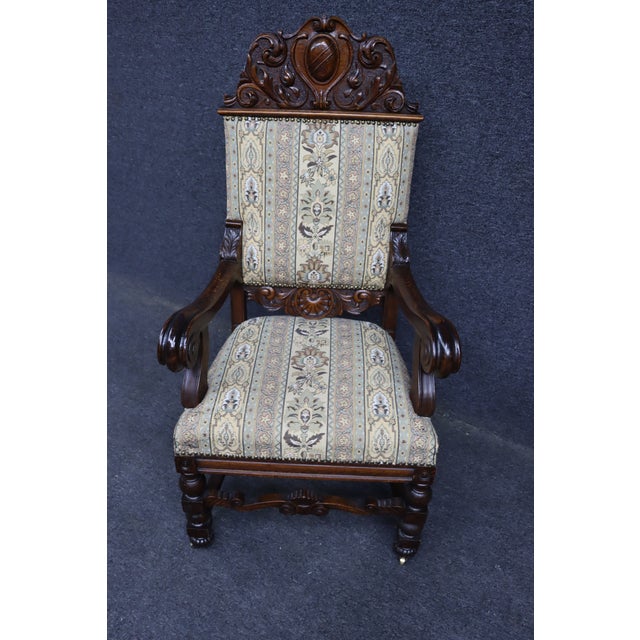 Renaissance Revival Quarter Sawn Oak Throne Armchair For Sale In Philadelphia - Image 6 of 10