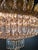 Antique Art Nouveau Low Oval Plafonnier Crystal Chandelier Brass For Sale - Image 11 of 15