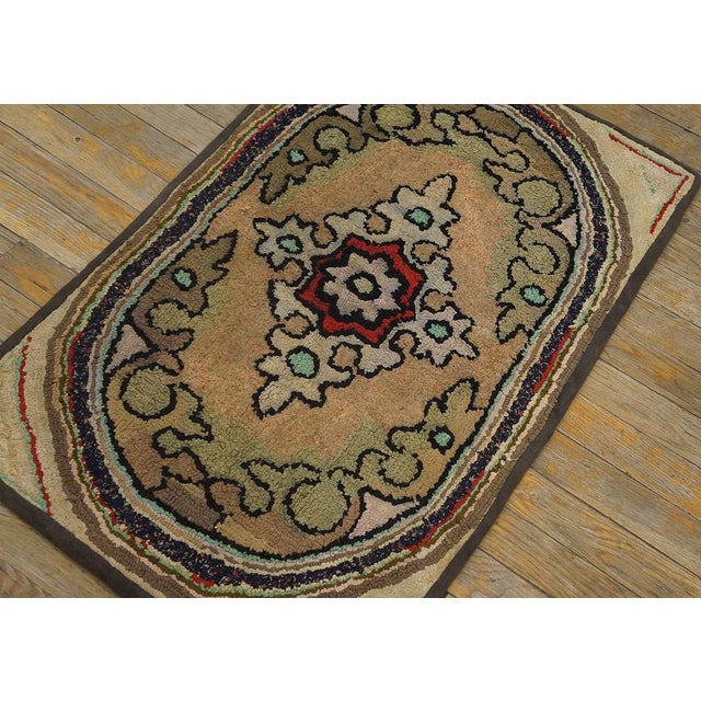 Antique American Hooked Rug, Size: 1'10"x2'10" General Rug Type: North & South American Specific Rug Type: American Hooked...
