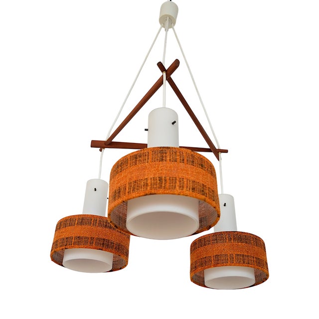 Scandinavian Pendant Lamp in Teak and Opal Glass, 1960s For Sale